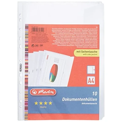 Image of Herlitz A4 Embossed Punched Pocket Document Protector (10 Pieces)