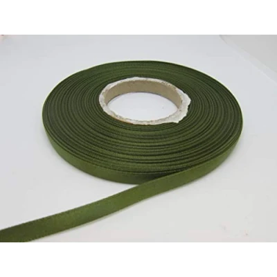 Image of 2 metres x 7mm Satin Ribbon Olive Dark Green Double Sided 7 mm