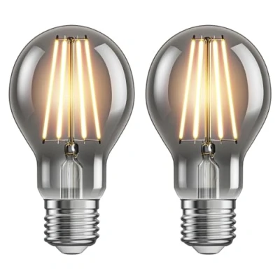 Image of ledscom.de 2 Pieces E27 LED Bulb, A60, Extra Warm White (1800 K), 7.5 W, 370lm, Smoked Glass