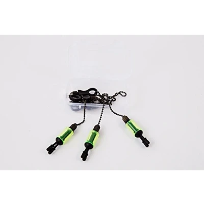 Image of 3 x Carp Coarse Fishing Chain Bite Alarm Bobbings Swingers Indicators BOX (Green)
