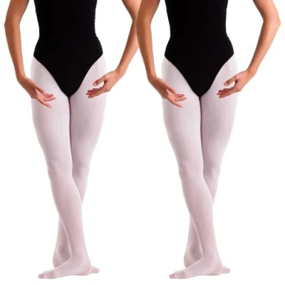 Image of 2 Pairs Dance Ballet Footed Tights (Medium) (White)