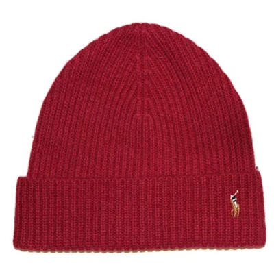 Image of Polo Ralph Lauren Mens Pony Logo Skull Cap Beanie Hat (One Size, Red)