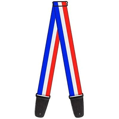 Image of Buckle Down Guitar Strap Stripes Blue White Red 2 Inches Wide