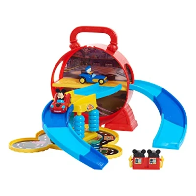 Image of Disney Junior Mickey Mouse Stow ’n Go Garage, Figure and Vehicle Playset, Officially Licensed Kids Toys for Ages 3 Up by Just Play