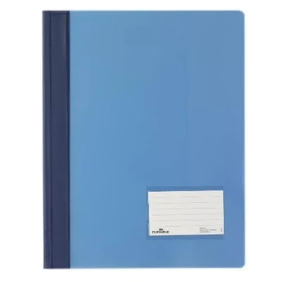 Image of Durable DURALUX A4 Document Folder Blue Made From PVC Extra Wide For Filing Punched Pockets Pack of 25