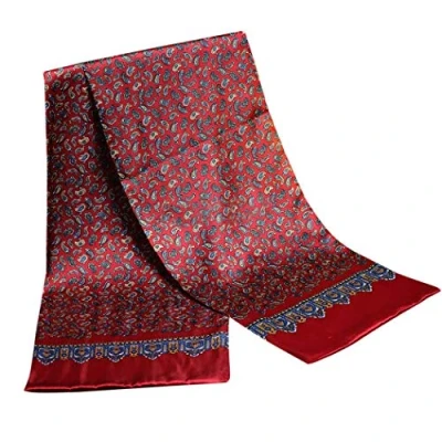 Image of UK_Stone 100% Silk Paisley Flowers Scarf, Men&#039;s # 1 Red, One size