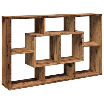 Image of vidaXL Old Wood Floating Wall Shelf 85x16x52.5 cm Modern Engineered Design with Ample Storage for Living Room, Bedroom, Office Brown