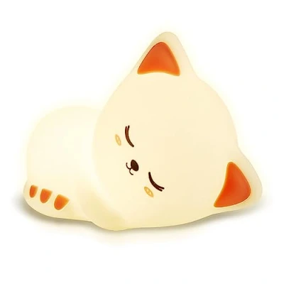 Image of groov e Cuties Sophie Kitten Colour Changing LED Night Light with 30/60 Minute Timer 7 Colours Tap to Use Rechargeable 12 Hour Battery or USB Powered for Babies, Toddlers &amp; Children