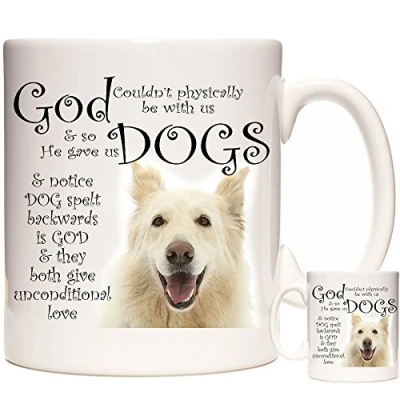 Image of KAZMUGZ White German Shepherd Mug,White 11oz ceramic mug, Gift, Alsatian Gift Coffee Mug