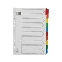 Image of A4 Mylar Divider 10 Part White with Assorted Tabs WX01526