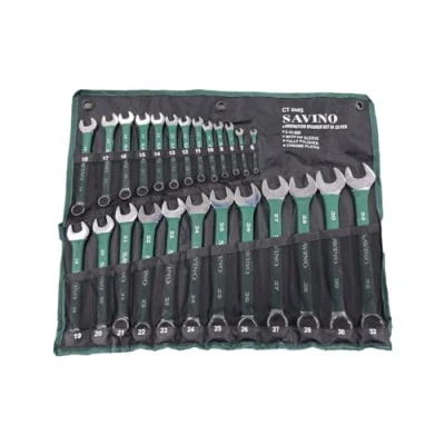 Image of Neilsen Savino 25 Piece Combination Spanner Set Ergonomic PVC Dipped Handles &amp; Heavy Duty Storage Roll, Sizes 6 32mm