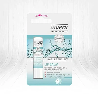 Image of lavera basis sensitiv Lip Balm with organic Jojoba Oil &amp; Almond protects lips against drying out for intensive moisture soft, smooth supple (1 x 4 g)