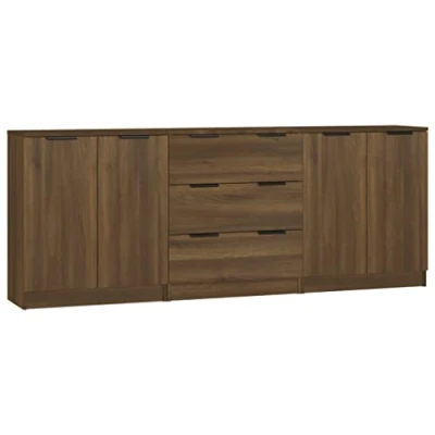 Image of vidaXL 3 Piece Sideboards Brown Oak Engineered Wood
