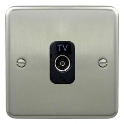 Image of Deta 1940SCB TV Aerial Coaxial Socket 1 Gang Isolated Satin Chrome Black Insert