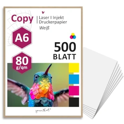 Image of 500 Sheets Blank 80 g/m² Paper in White I Copy Recipe DIN A6 dv_1310