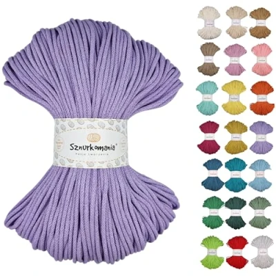 Image of Braided Cotton Cord 3 mm 100 m, 46 Colours, Crochet Cord, Macrame Yarn, Premium Rope, Sznurkomania (Mustard)