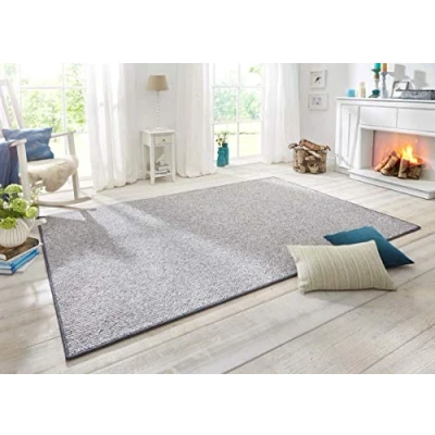Image of BT Carpet Wolly Rug Flat Weave Short Pile Wool Skandi Look Dining Living Children&#039;s Room Bedroom Cream, 60 x 90 cm, Polypropylene, Gray, 60x90 cm