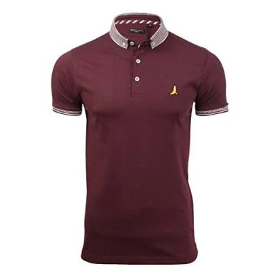 Image of BRAVE SOUL Mens Glover Polo T Shirt Cotton Short Sleeved (Burgundy) S