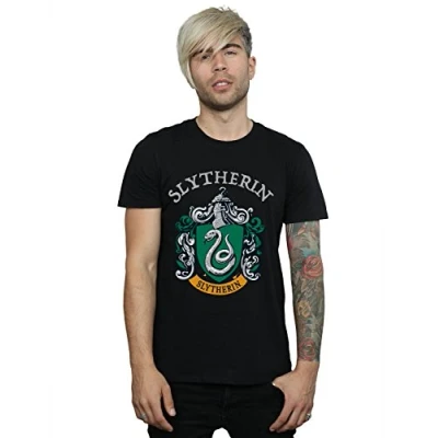 Image of Harry Potter Men&#039;s Slytherin Crest T Shirt Black Large