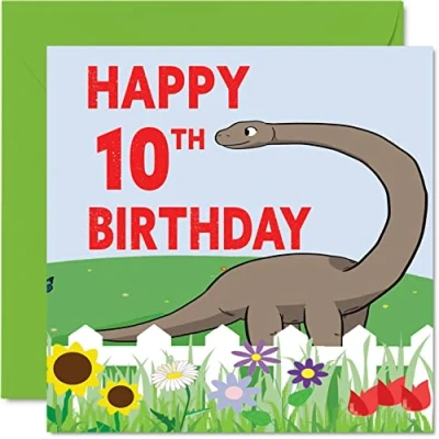 Image of 10th Birthday Card Boy Dinosaur Happy 10 Year Old Boy, Boys Cards for Him, 145mm x Greeting Son Nephew Grandson Kid Children