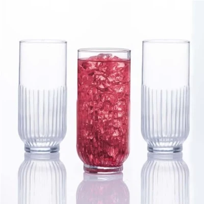 Image of UNIQUE HOME LIVING Highball Glasses Set of 3, Hi Ball Drinking for Whiskey Gin Water Juice Cocktail, Tall Tumblers Glassware 390ml