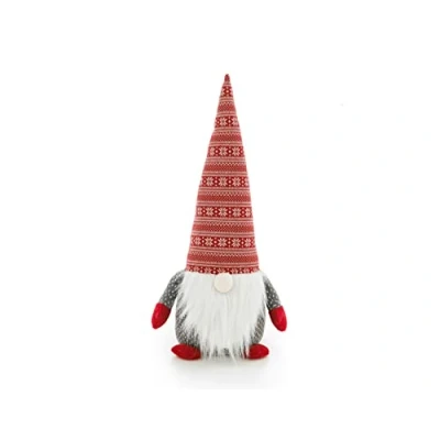 Image of Deyongs Gonks Red White Skandi Hat Design Novelty Door Stop with Grey Body Xmas Colours 51cm