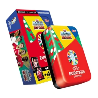 Image of Topps Official EURO 2024 Match Attax Mega Tin 3 International Icons contains 44 cards plus 4 exclusive Limited Edition cards!