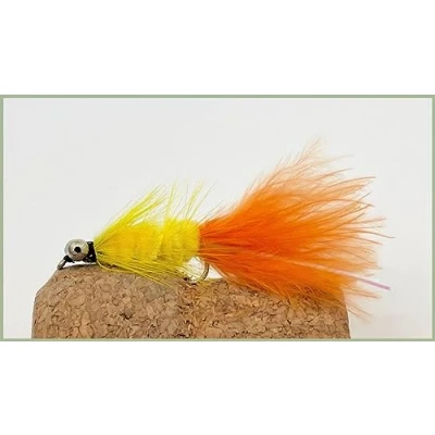 Image of Barbless Humongous Trout Flies, 12 PackYellow and Orange Humungous, Size 10 Lures for Fly Fishing