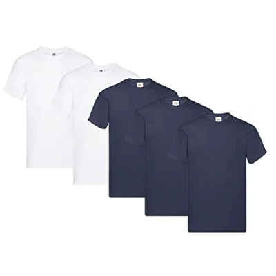 Image of Fruit of the Loom Men&#039;s Original T Shirt (Pack 1), 3deep Navy 2 White + 1 Hl Purchase Notepad, L