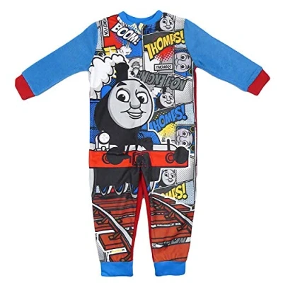 Image of Childrens Character Boys Toy Story Buzz Woody and Hamm All in One Sleepsuit Pyjama Sublimated Fleece (3 4 Years, Thomas Comic Strip Onesie)