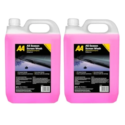 Image of AA Car Essentials 2 x 5L Summer Screenwash with Pink Berry Fragrance Multi pack Low Smear formula