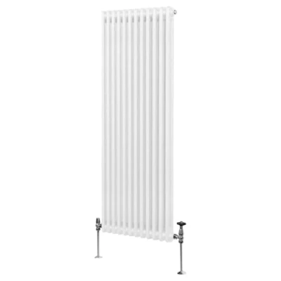 Image of Traditional 2 Column Radiator 1800mm x 562mm Modern Central Heating Heater Gloss White Carbon Steel Vertical Wall Mounted Kitchen Living Room Bathroom Cleaning Brush Fixing Kit &amp; Brackets