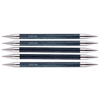 Image of KnitPro Royale: Knitting Pins: Sets of 6: Double Ended: 20cm x 8.00mm, Birchwood, brass, Multi Colour, 8mm