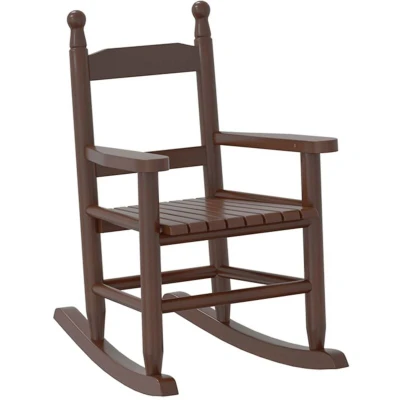 Image of vidaXL Children&#039;s Rocking Chair Solid Poplar Wood, Brown Indoor/Outdoor Armchair for Kids, Garden, Patio, Balcony, Living Room, 110kg Capacity