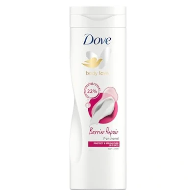 Image of Dove body Love Barrier Repair Lotion moisturiser with panthenol to protect and strengthen skin in 7 days 400ml