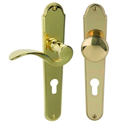 Image of ALPERTEC Door Fittings Panda Polished Brass for Front Doors 32212403 PZ DIN Left Handle Set