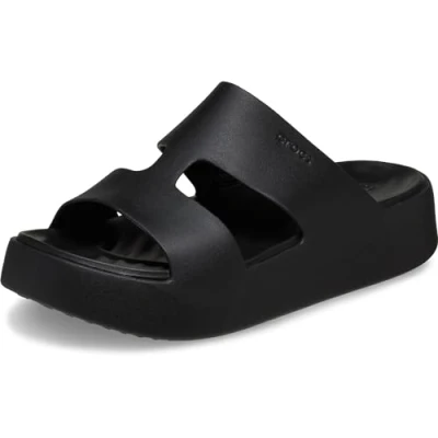 Image of Crocs Women&#039;s Getaway Platform H Strap Sandal, Black, 3 UK