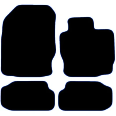 Image of Carsio Carpet Car Mats For Mitsubishi Colt CZC Convertible 2004 2009 Tailored Fit Floor Mat Set Complete Accessory Black Custom Fitted All Weather, Anti Slip Backing &amp; Blue Trim