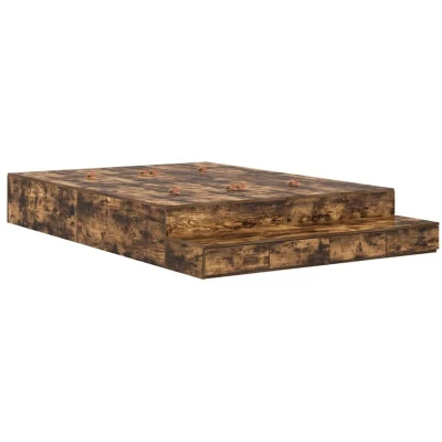 Image of vidaXL Storage Bed Frame Smoked Oak 160x200 cm