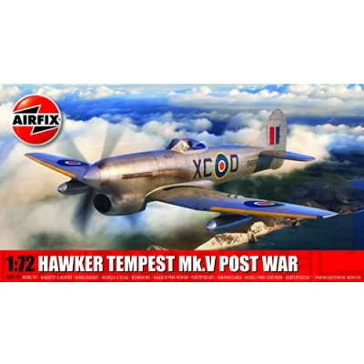 Image of Airfix Model Set A02110 Hawker Tempest Mk.V Post War Building Kit Plastic Plane Kits for Adults &amp; Children 8+, Includes Sprues Decals 1:72 Scale