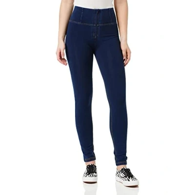 Image of Freddy WR.UP® high Rise Skinny fit Trousers in Stretch Denim Dark Jeans Yellow Seam Small