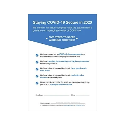 Image of Staying Covid 19 Secure Self Adhesive Vinyl Sticker A4