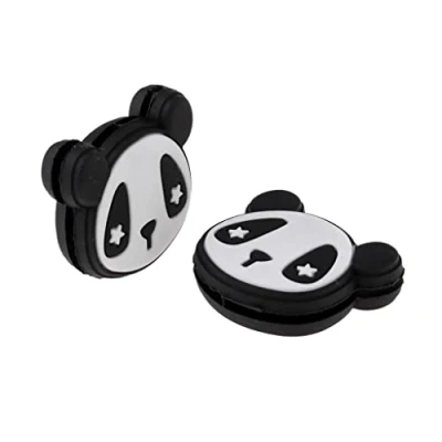 Image of perfk 1 Pair Silicone Funny Shock Absorber Tennis Dampeners for Rackets String, Black Panda