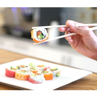 Image of Pack of 100 Pairs Disposable Wooden Chopsticks Great for Parties, bbqs, picnics and Events. 19cm Long