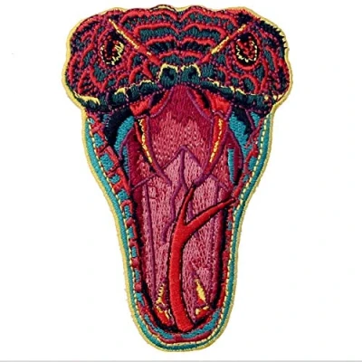 Image of The Roaring Snake Patch Embroidered Badge Iron On Sew Emblem