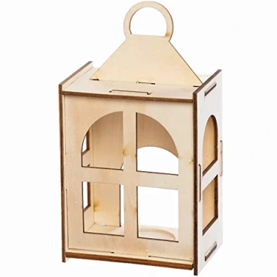Image of Baker Ross Wooden Lantern Craft Set 3 Pack, for Kids to and Paint (FC382)