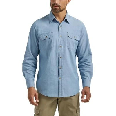 Image of Wrangler Authentics Men&#039;s long Button Down Shirt, Light Chambray, 3XL UK