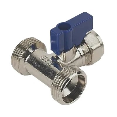 Image of Dual Appliance Tee Valve 3/4 x 15mm BSP Compression Twin Washing Machine Connector Splitter Tap Cold Water Feed Pipe
