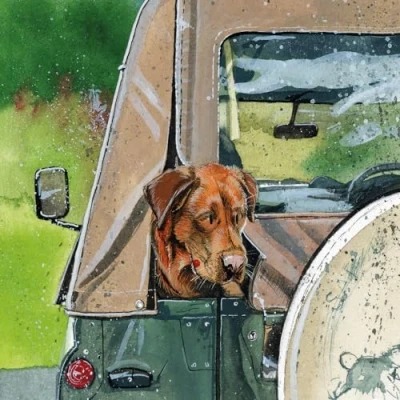 Image of Alex Clark Red Fox Labrador Blank Card Dog Countryside For Any Occasion Designed and PrInted in UK