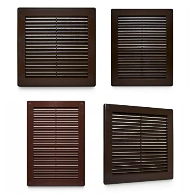 Image of Brown Air Vent Grille with Fly Screen/Anti Insect Mesh Duct Ventilation Cover. (180mm x 250mm)